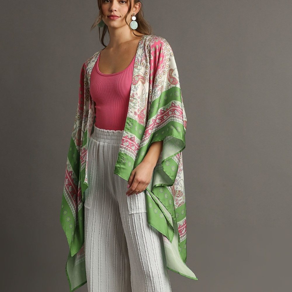 NWT Mixed Print Open Front Kimono